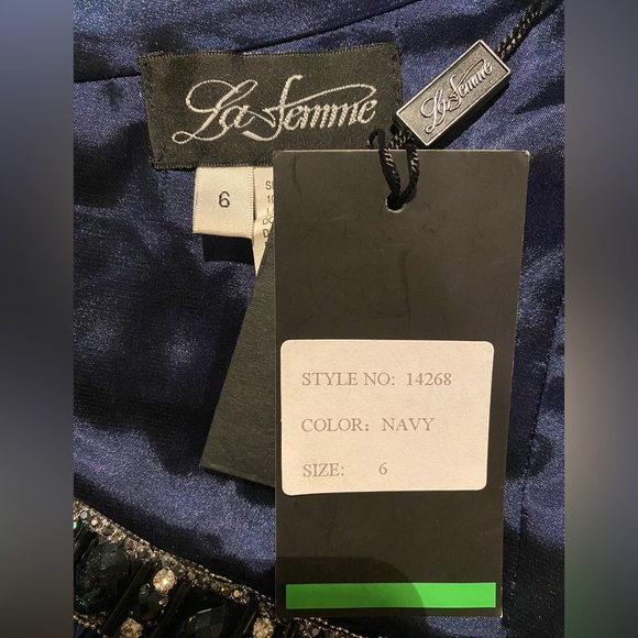 REVOLVE La Femme One Shoulder Dress, Party Prom Wedding Guest, Blue Fit & Flare - Picture 5 of 6